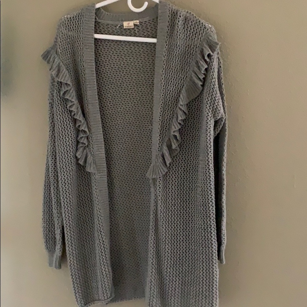 Grey Crochet Sweater